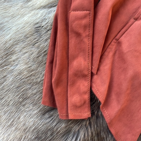 Kut from the Kloth Rust Brown Faux Suede Draped Front Jacket Size Small - Picture 6 of 11